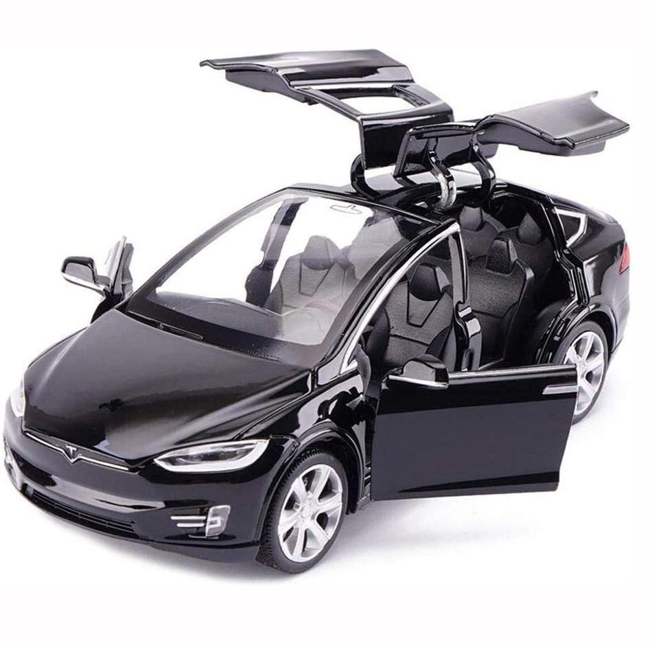 Diecast Model X Cars Spielzeug, 1:Zurückziehbares Spielzeugauto im Maßstab 32, Modell X90, Tesla-Legierung, zurückziehbare Fahrzeugtür aus Legierung mit Lichtern und Musik, Kinderspielzeug 15*7*4.5cm schwarz