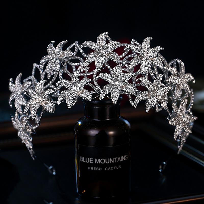 Neue Luxuriöse und Prächtige Hochzeitskrone für Bräute Elegante Kopfbedeckung Krone Kopfbedeckung Haarschmuck Haupt Accessoire für das Brautkleid Damen Kopfbedeckung gray
