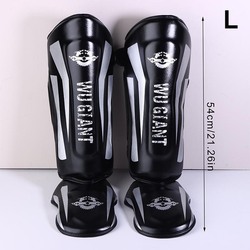1 Paar Kickboxen Boxen Schienbeinschützer Pads Muay Thai Kampfsport Sanda Wushu Beinschutz Taekwondo Mma Kampf Knöchelschützer L schwarz
