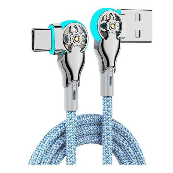 Doppel-Winkel USB C Kabel 180 Grad gewinkelt 3A Schnellladung & Datensynchronisation Datenkabel Nylon geflochtenes Ladekabel für die meisten Telefone 2M Type-C USB