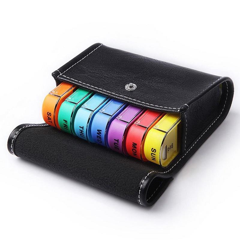 28Grid 7 Tage wöchentliche Pillendose Aufbewahrungsbehälter Pille Wallet Box Set Medizin Box Organizer Fall Brieftasche Medizin Box Reise Fall schwarz