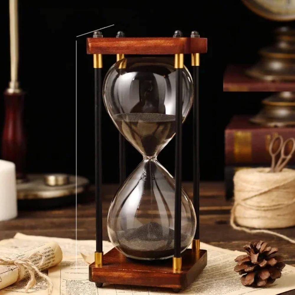 30/60 Minuten Büro- und Heimtextilien Kreative Sanduhr aus Holz Timer Sanduhr Sanduhr Dekorative Dekoration Uhren 60mins schwarz