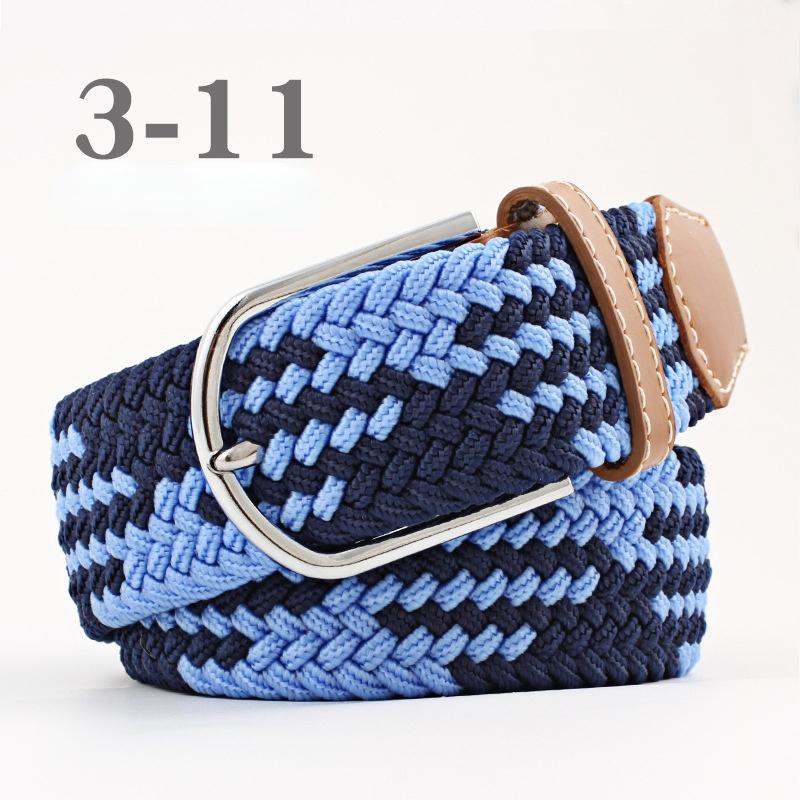 2024 neue Mode Hohe Qualität Explosive frauen Leinwand Gürtel männer Elastische Gürtel Casual Stretch Woven Pin Schnalle Gürtel dunkelblau/blau