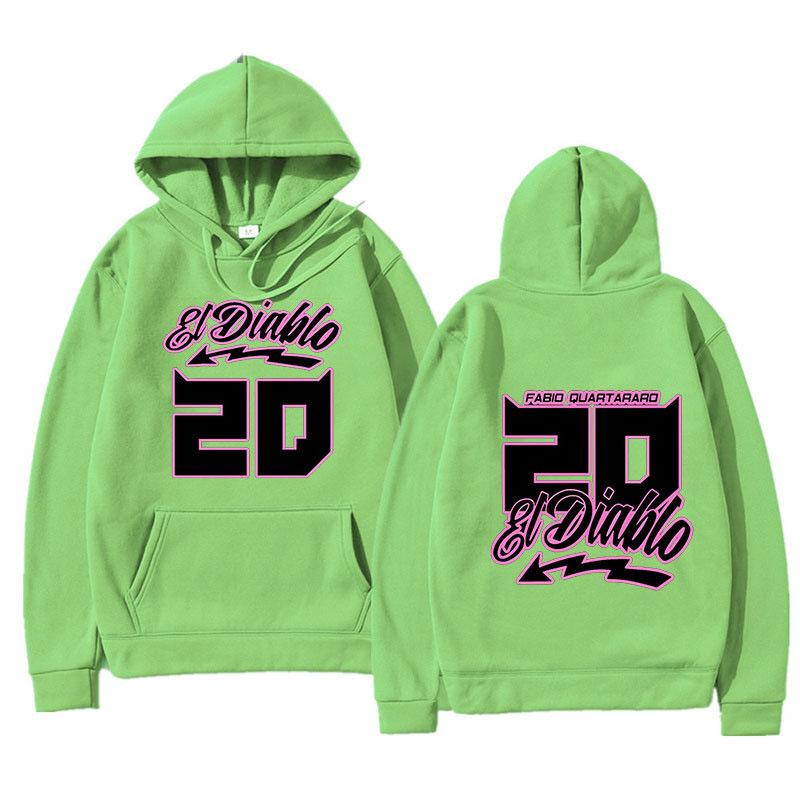 Fabio Quartararo Hoodie Unisex Langarm Brief Kapuzenpullover Vintage Hip Hop Fleece Streetwear Fleece Pullover Hoodies 3XL grün