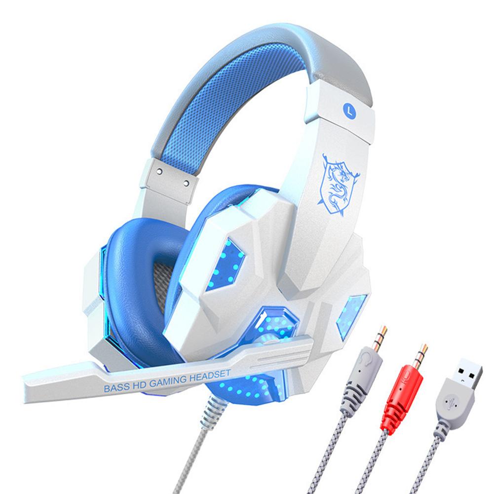 Professionelle Led-Licht Wired Gaming Kopfhörer Mit Mikrofon Für Computer PS4 PS5 Xbox Bass Stereo PC Gaming Headset Geschenke weiß