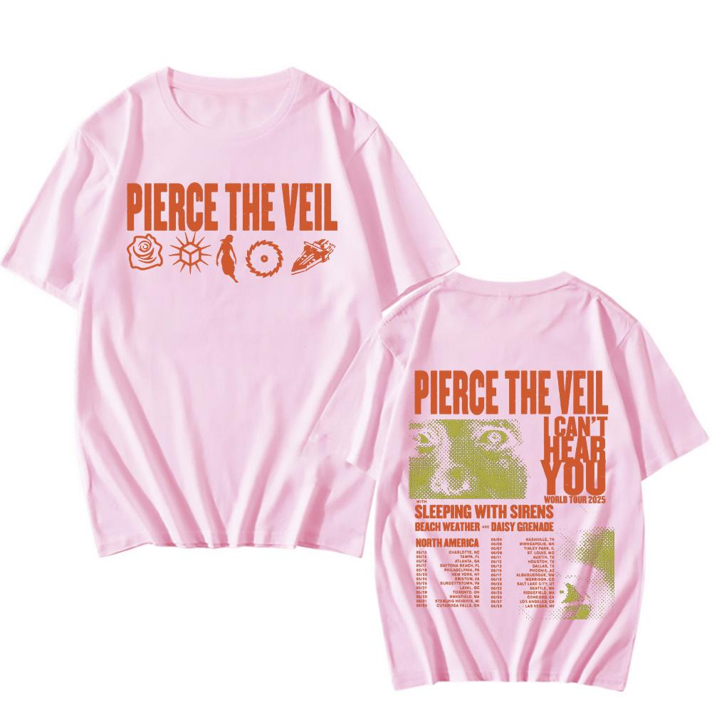 Pierce The Veil I Can't Hear You Welttournee T-Shirts Unisex Beidseitiger Druck Baumwoll-T-Shirts Herren Damen Musik-T-Shirts Rockband Punk Oversized Tops XXXL