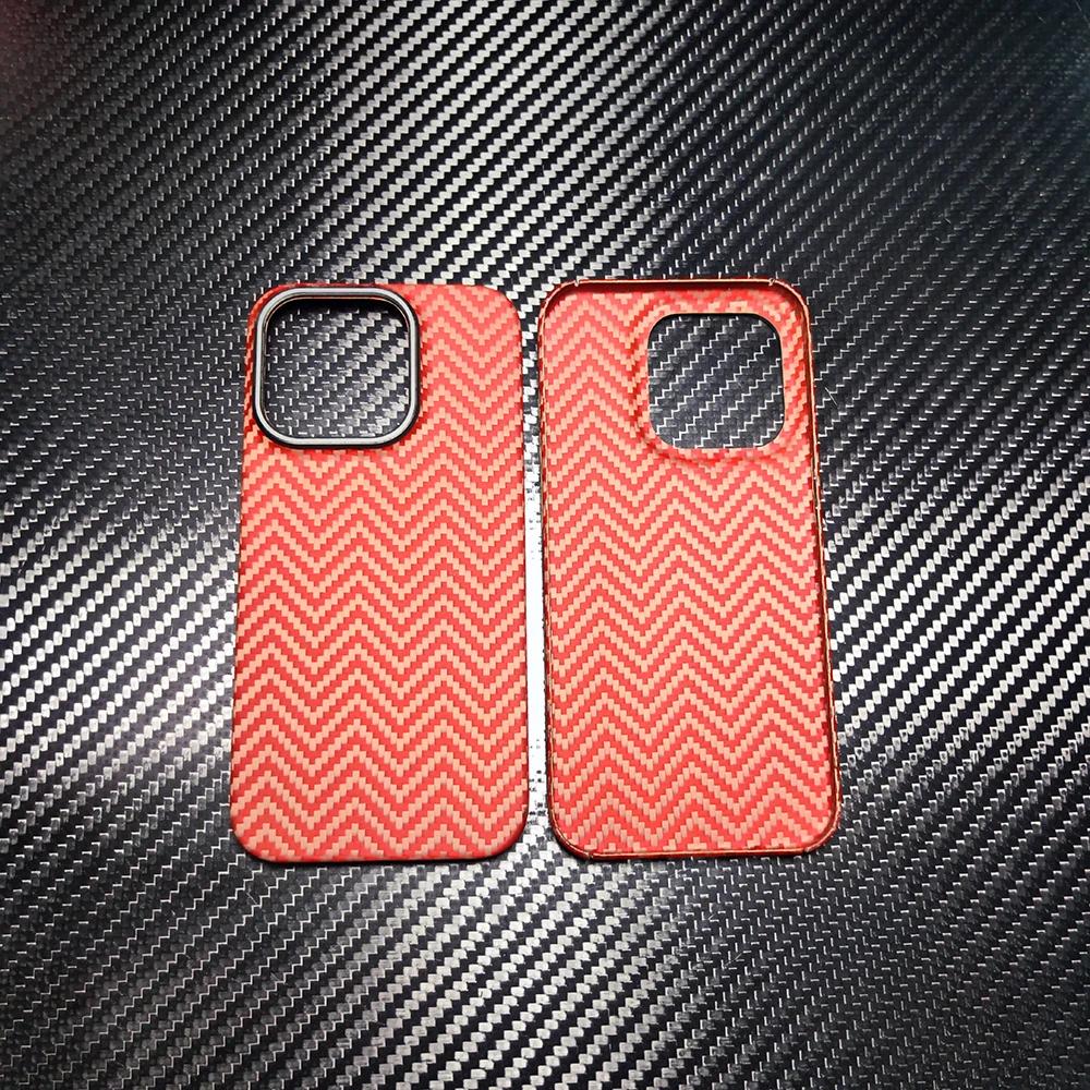 Echte Kohlefaserhülle für iPhone 16 15 Pro Max Ultra Dünn Objektiv Blaue Aramidfaser Handyhülle für iPhone 16 15 Pro Carbonhülle for iPhone 15 pro dunkel orange