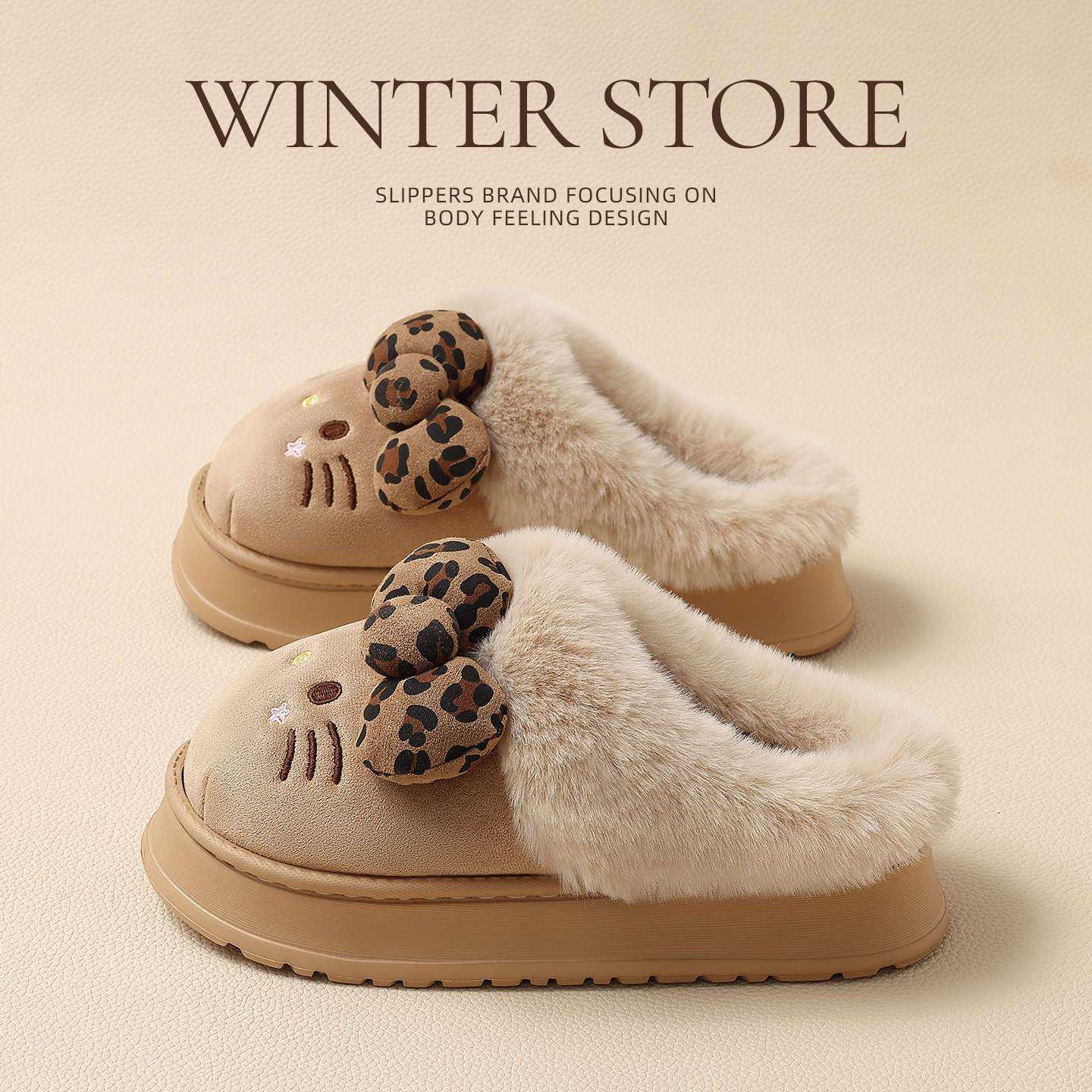 HELLO KITTY Offiziell Lizenzierte Damen Baumwoll-Slipper zum Hineinschlüpfen für Herbst/Winter 2025 - Outdoor-Bekleidung 38-39 (fits 37-38) khaki