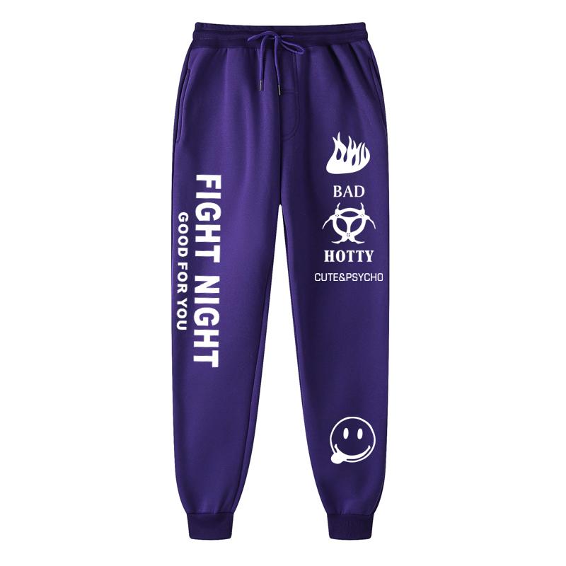 2022 herbst winter Brief Drucken Jogginghose Baggy Hosen Frauen Jogger Harajuku Bleistift Hose Hosen Mittleren taille Schweiß Hosen S violett