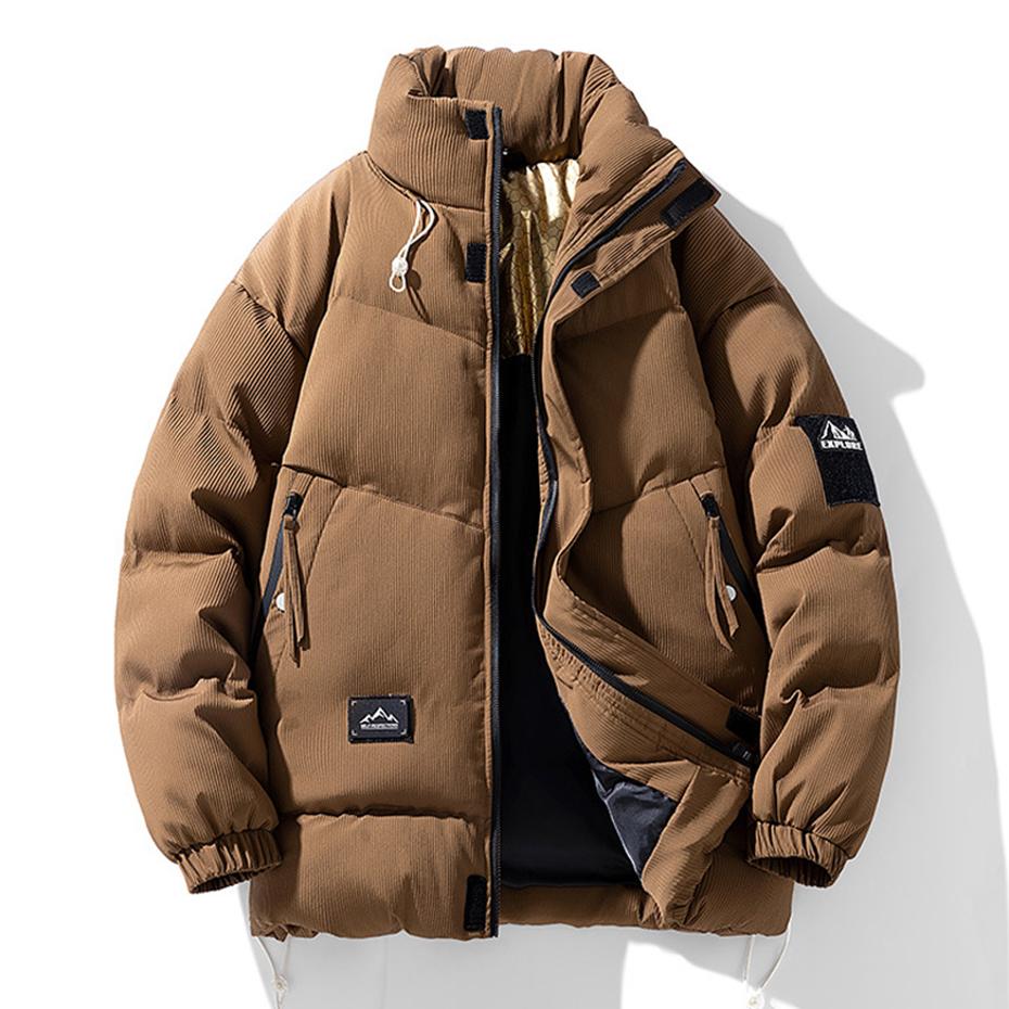 8XL Übergröße Herren Parkas Winter Verdickt Warme Jacken Gefütterte Mäntel Freizeit Locker Stehkragen Jacken Mann Große Größe 7XL Parkas XXL (70-78kg) braun