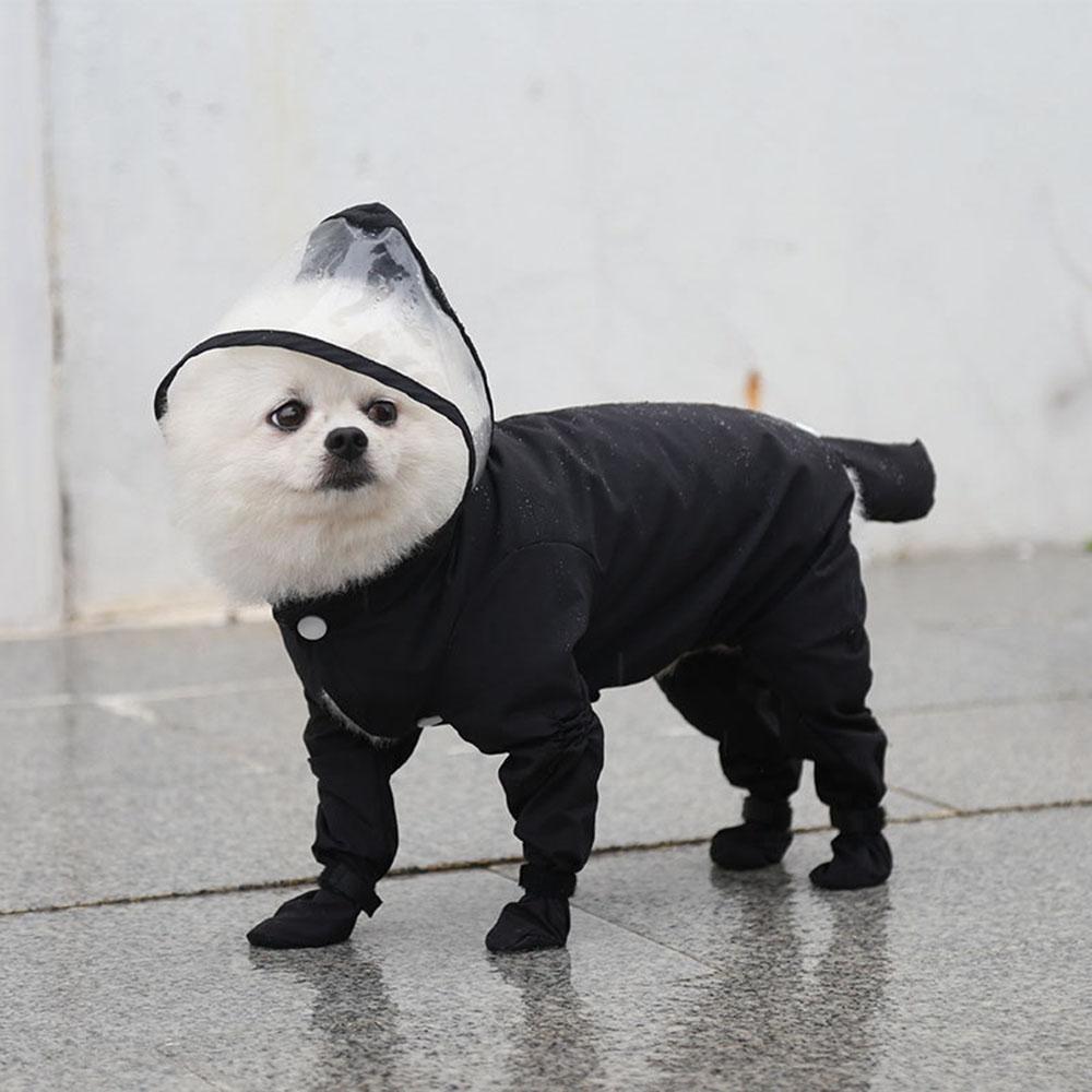 Haustier Welpe Hund Regenmantel Regenjacke Abdeckung 4 Beine Vollkörperschutz Abdeckung Wasserdicht Regendicht Schmutzdicht Regenmantel Ideal für Hunde Hohe Qualität M schwarz