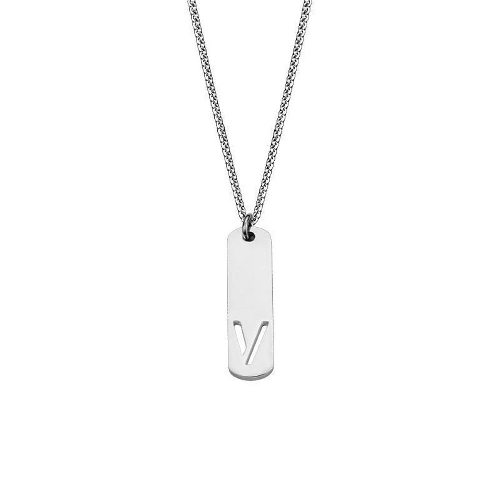Buchstaben Titan Stahl Initialen Geschenke Modeschmuck Männer Halskette Ins Style Halskette Pullover Kette V