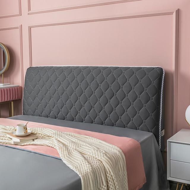 Europäische Kurze Plüsch Bett Kopf Abdeckung Gesteppte Weiche Waschbare Kopfteil Abdeckungen Verdicken Bett Kopfteile Schutz Abdeckung Schlafzimmer Dekor W100 x H70cm dunkelgrau