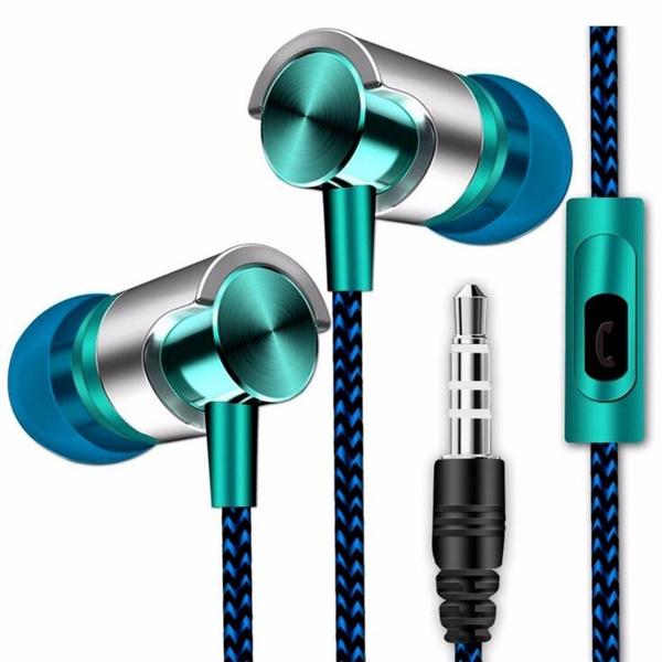 In-Ear-Ohrhörer, kabelgebundenes Headset, wasserdichter Sport-Kopfhörer, Bass-Kopfhörer mit Mikrofon und Lautstärkeregler für Smartphone, Computer, Laptop, MP3-MP4-Player blau