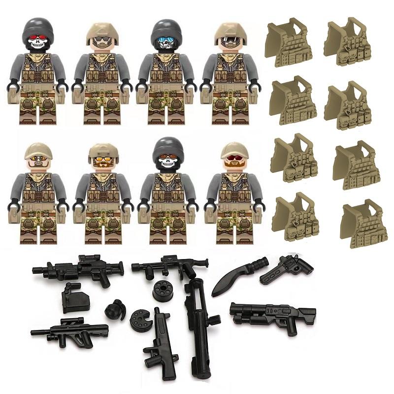 8 stücke Locking SWAT Special Forces Soldat Militär Waffe Armee Mini Figur Blöcke Ziegel Modell Gebäude Kits Kinder Bildung Spielzeug