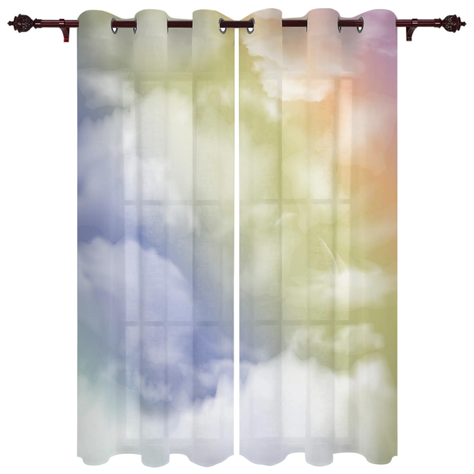 Süßigkeiten Regenbogen Rosa Streifen Fenster kariert Vorhänge Luxuriöse Vorhänge für Kinder Mädchen Wohnzimmer Bereich Schlafzimmer Vorhänge Druck Gardinen W60H60(CM)x2PCS&Grommet Top beige