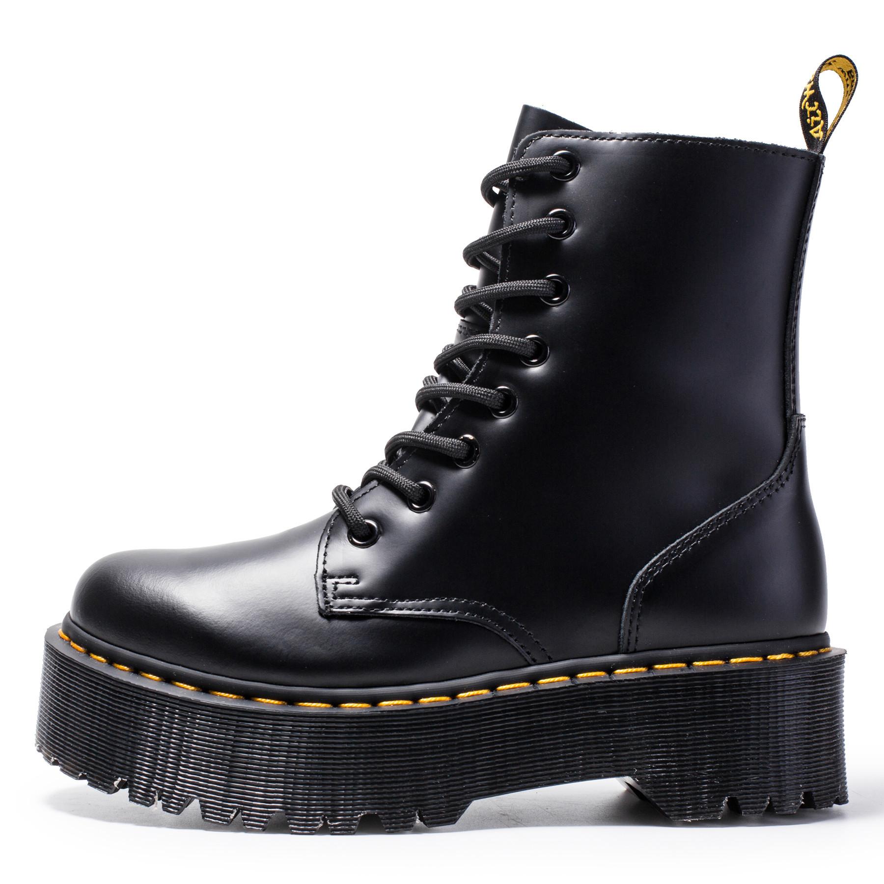 Jadon Dicksohlige Lochfleece Martin Stiefel Seitenreißverschluss Britische Kurze Stiefel Muffin Sohlen Stiefel Baumwollschuhe 43 schwarz