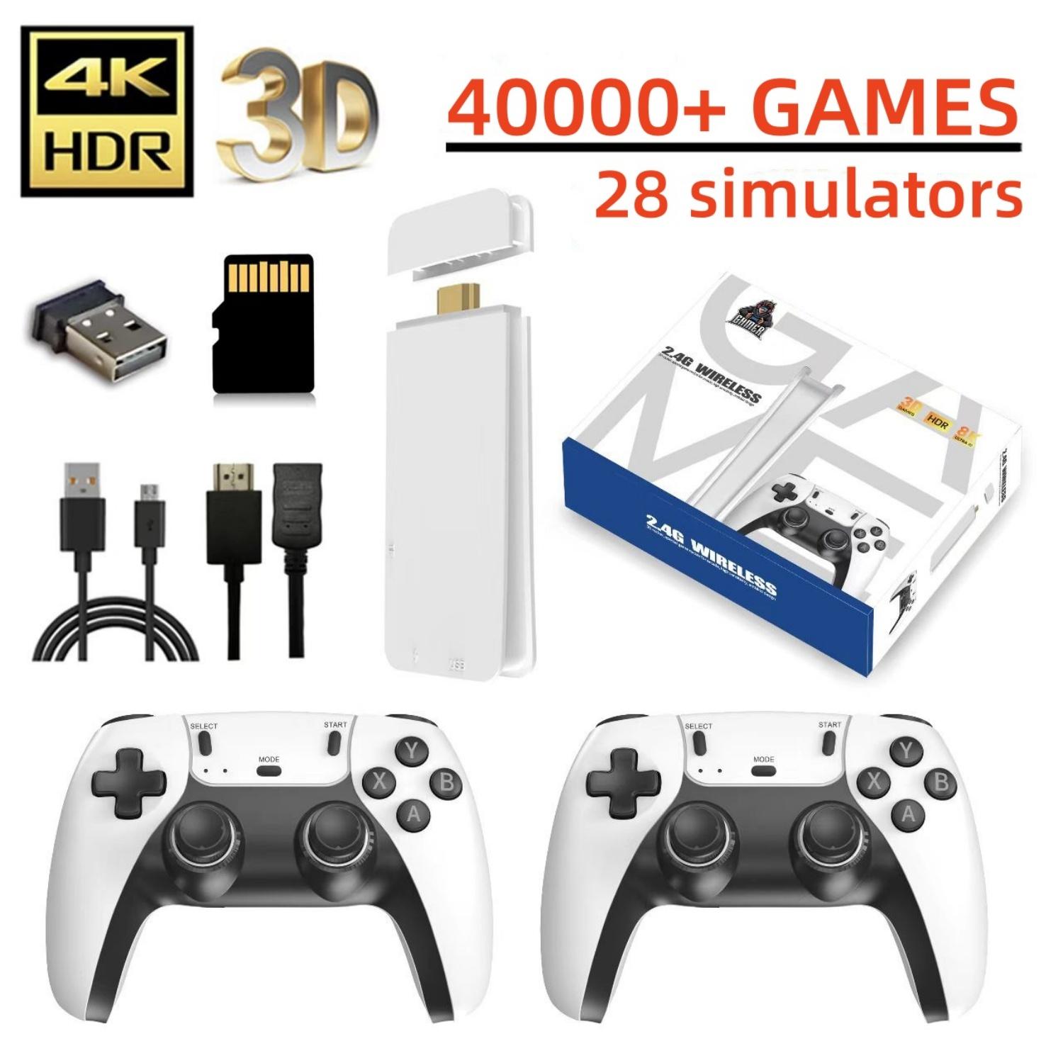 M15 kabellose Retro-Spielekonsole mit 40.000 integrierten klassischen Spielen, 4K HDMI TV-Ausgang, 2,4G kabelloser Controller, 64G nostalgischer Game Stick