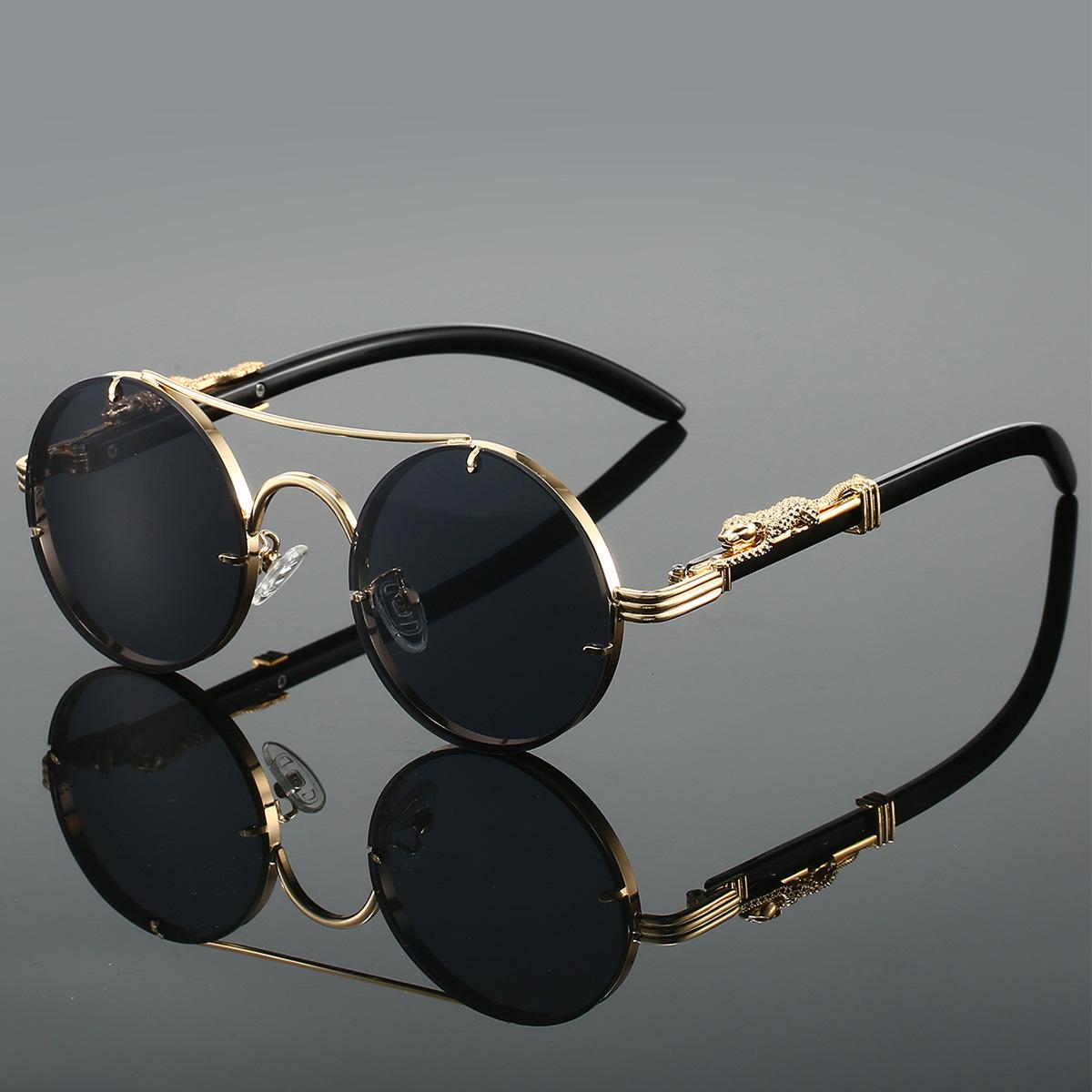 Unisex Vintage Runde Sonnenbrille Herren Mode Doppelbrücke Mehrfarbige Gläser Damen Retro Sonnenbrille