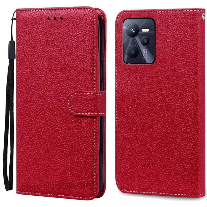 Für Realme C35 Hülle Weiche Brieftasche Leder Klapphülle Für Realme C35 Hülle Schutzhülle mit Brieftasche Für Realme C35 Hülle Fundas For Realme C35 dunkelrote