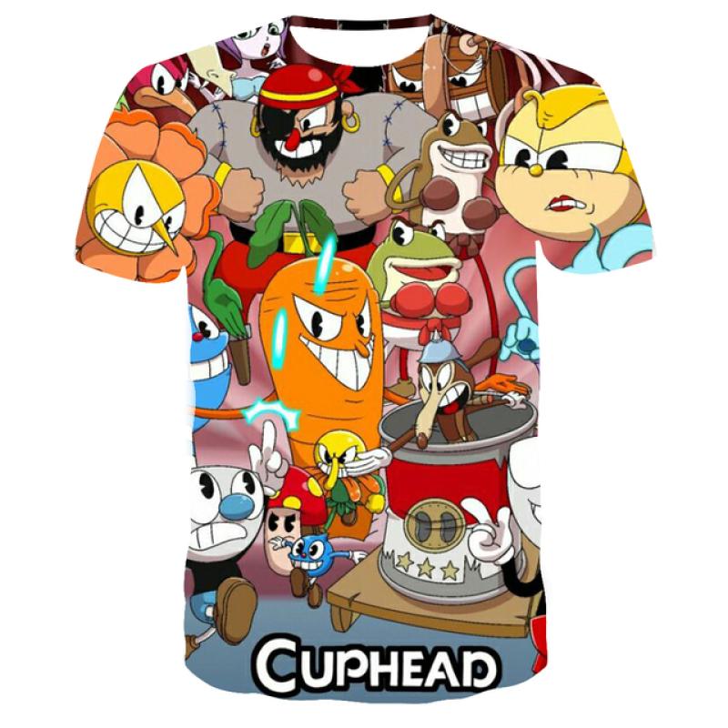 3D Cuphead Mugman Kinder T-Shirt Druck Mädchen Lustige Kleidung Jungen Kinder Tops Kinder Kleidung Baby T-shirts Männer Frauen Kleidung T-shirt 130