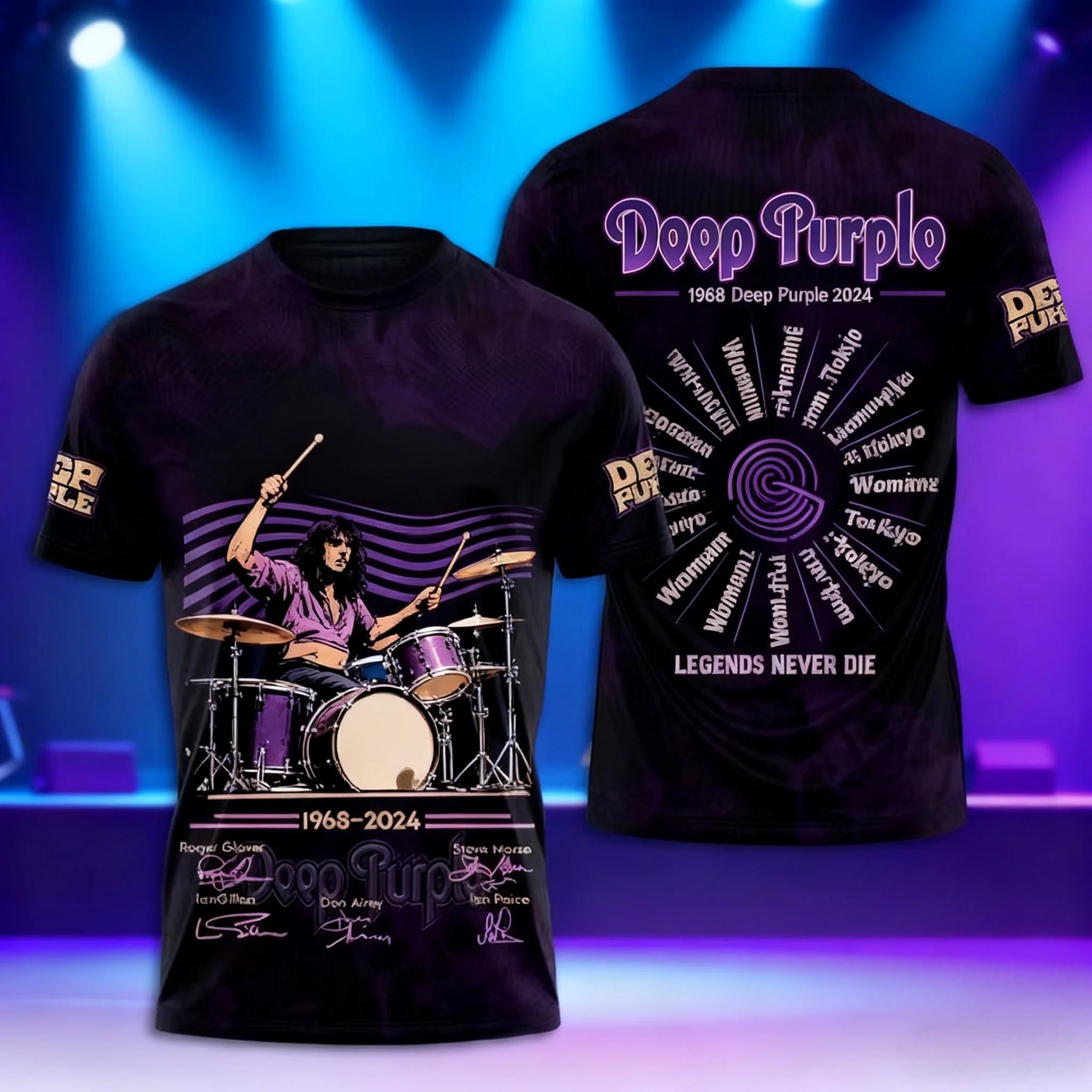 Rock Deep Purple Band 3D Druck T-Shirt Herren Damen Mode Lässig Kurzarm T-Shirt Hip Hop Oberteile T-Shirts Herren Bekleidung XS blue