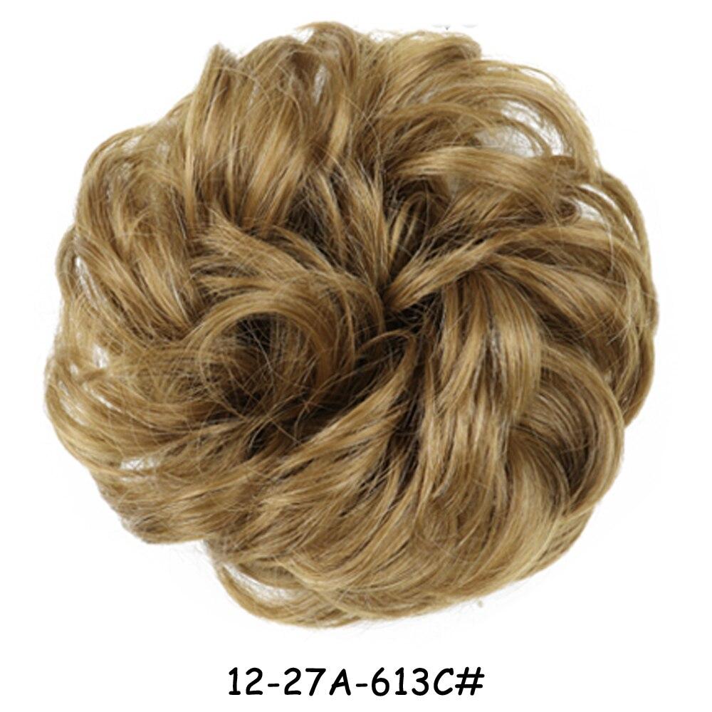 MISS WIG Frauen Messy Chignon Donut Haarknoten Kunsthaar Elastischer Chignon Kunstfaser Haarteil Grau Schwarz Braun Farbe black