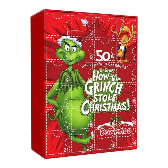 Weihnachts-Adventskalender 2023, weihnachtliche Figuren, 24 Tage Weihnachtsabend-Countdown-Kalender, Geschenkbox für Kinder rot