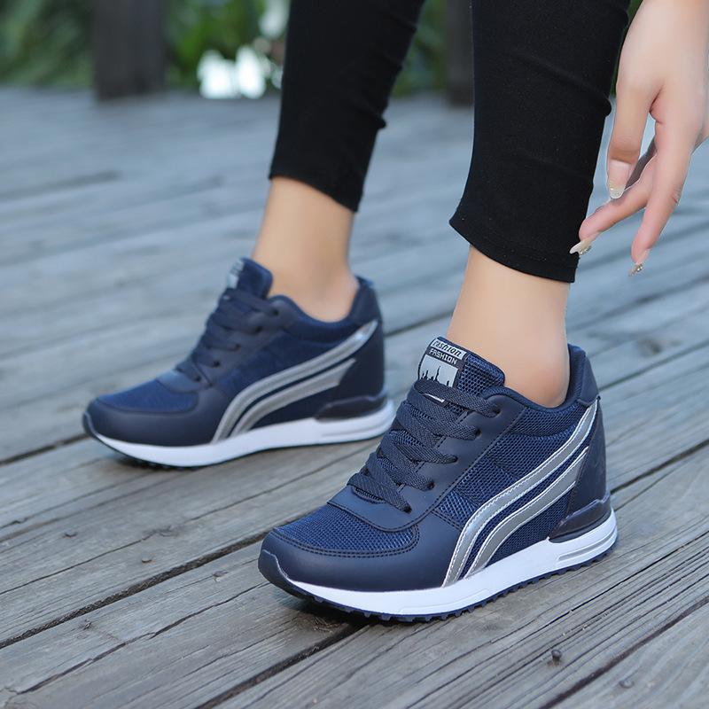 Versteckte Absätze Keilabsatz Sneaker Damen Atmungsaktiv Freizeit Schuhe Damen Frühling Herbst Größe Erhöhend Sneaker Damen Schuhe Outdoor 36 blau
