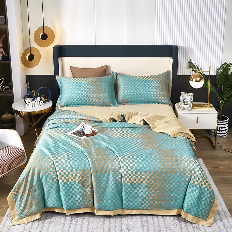 Sommerdecke, Bettdecke, Eisseide, kühle, dünne Steppdecke, Bettdecke, waschbar, Klimaanlagen-Steppdecke, Bettwäscheset 150x200cm 1Pc Quilt