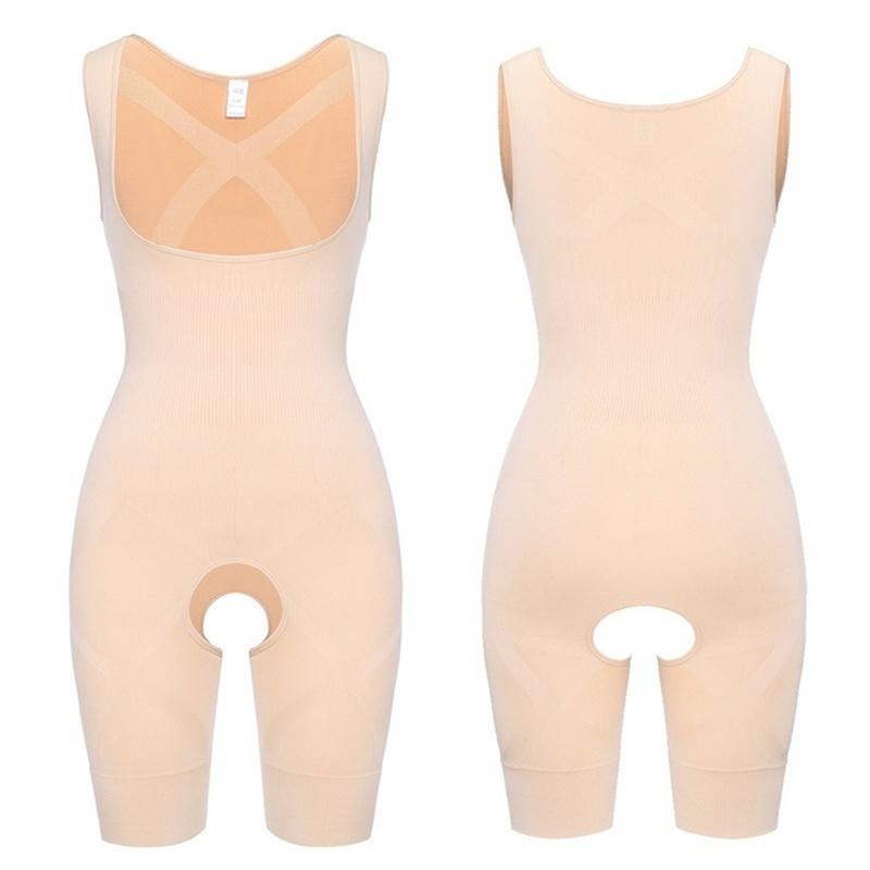 Magic Full Body Shaper Damen Taillentrainer Bauchkontrolle Oberschenkelformer Shapewear Korsett Schlankheitsunterwäsche Body XXXL beige