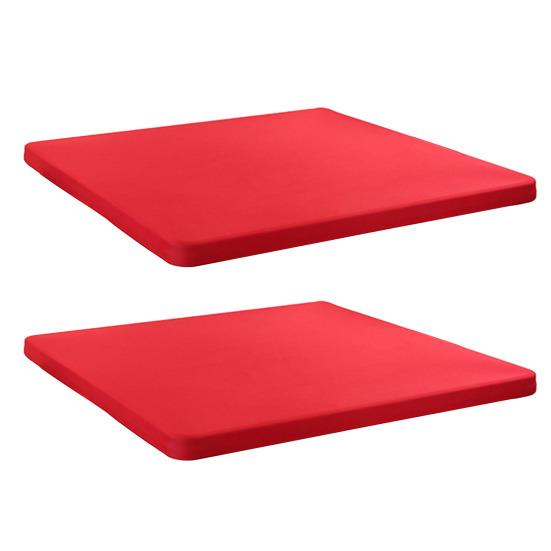 Dehnbare, maßgeschneiderte Tischdecken, 86,4 x 86,4 cm, quadratische Tischdecke mit elastischem Rand, einfarbige Tischdecke für Küche, Esszimmer, Picknick, Terrasse, Party im Freien, 2 Stück rot