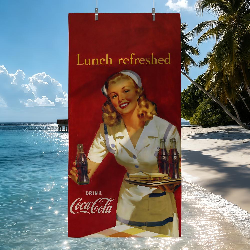 Retro Mode C-Coca-C-Cola Handtuch Schnelltrocknend Strandhandtücher Sind Geeignet Für Schwimmbäder Camping Yoga Und Das Fitnessstudio W63*H120(CM)