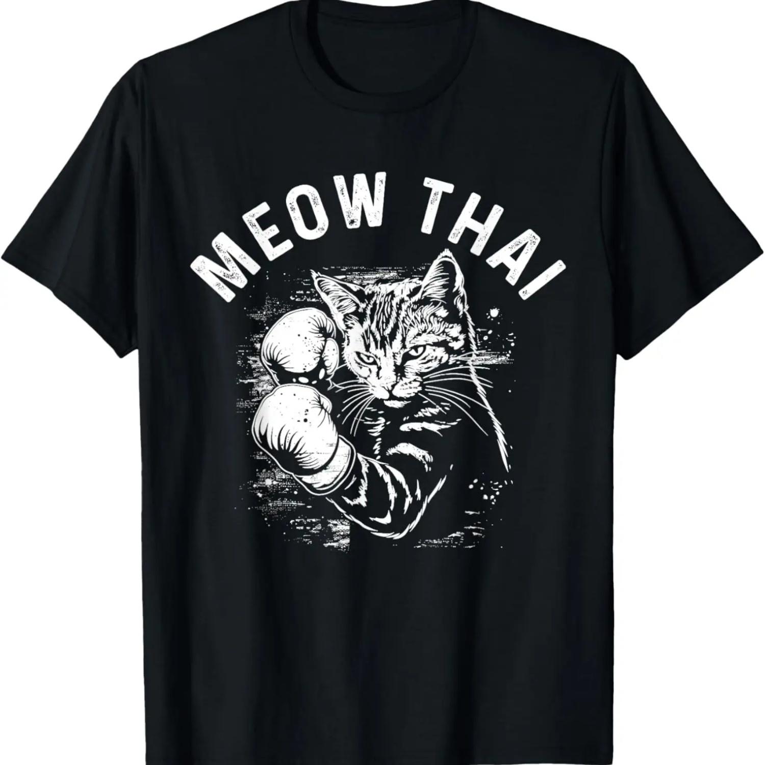 Miau Thai Lustig Muay Thai Boxen Katze Kampfsport MMA Boxer T-Shirt XXXXXL schwarz