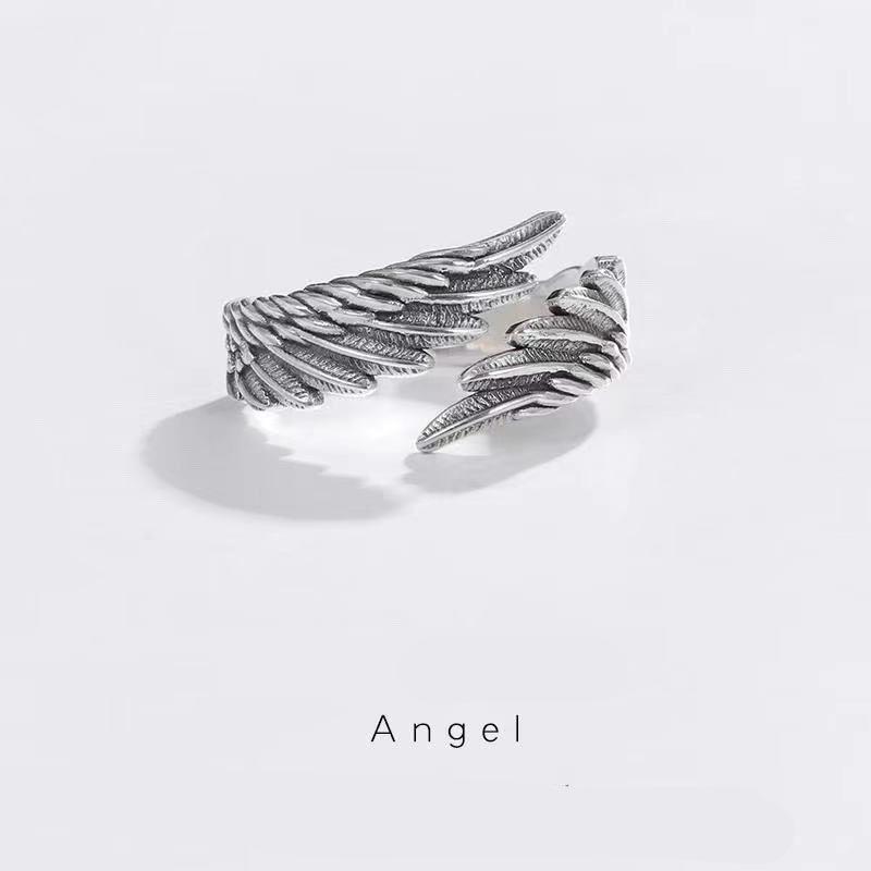 Retro Engel Dämon Flügel Kreativer Ring Für Männer Frauen Punk Gothic Offener Ring Handgefertigt Unisex Schmuck Accessoires Geschenk Für Liebende Angel