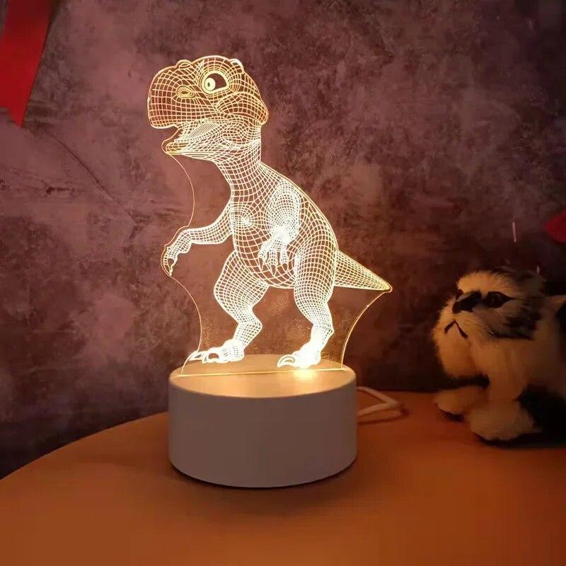 3D-Lampe, Acryl-LED-Nachtlichter, Bär, Dinosaurier, Kind, Nachtlicht, LED für Schlafzimmer, Dekoration, Weihnachtsdekoration, Hochzeit, Party, Gastgeschenke USB Warm Light rot