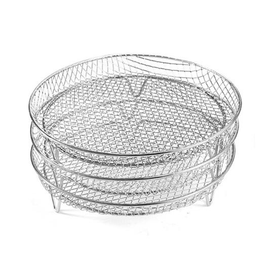 3-teiliges Airfryer-Rack, stapelbare Dörrgestelle, Edelstahlkorb, Tablettzubehör für Backofen, Mikrowelle, Backen, Braten Round