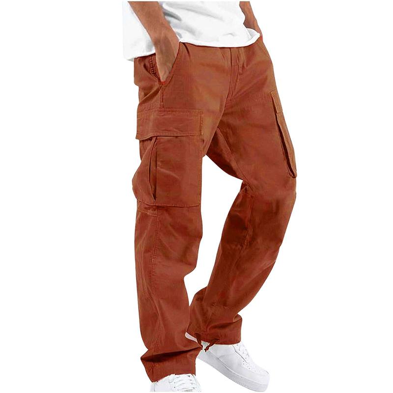Männer Cargo Hosen Multi-Pocket Bänder Jogginghose Streetwear Casual Herren Hosen Hosen S orange