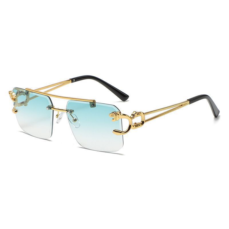 Sonnenbrille mit Farbverlauf für Herren, randlose Sonnenbrille, hochwertige Sonnenbrille mit Doppelstrahl, für Damen