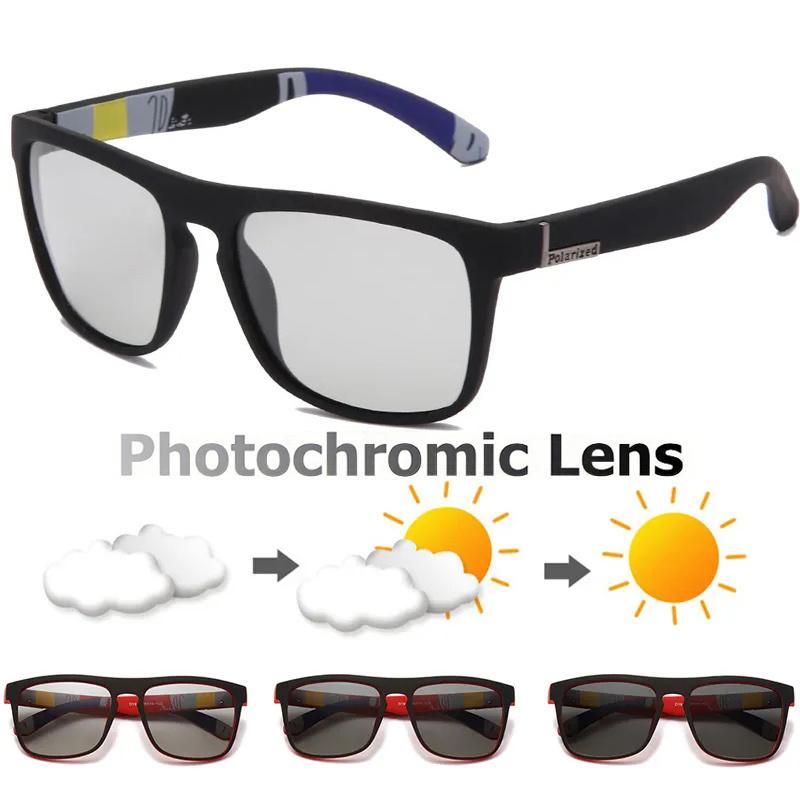 Photochrome Sonnenbrille für Herren, quadratisch, für Herren, klassische Sonnenbrille, für den Außenbereich, Bewegungsbrille, Reitbrille, nicht polarisierte Brille