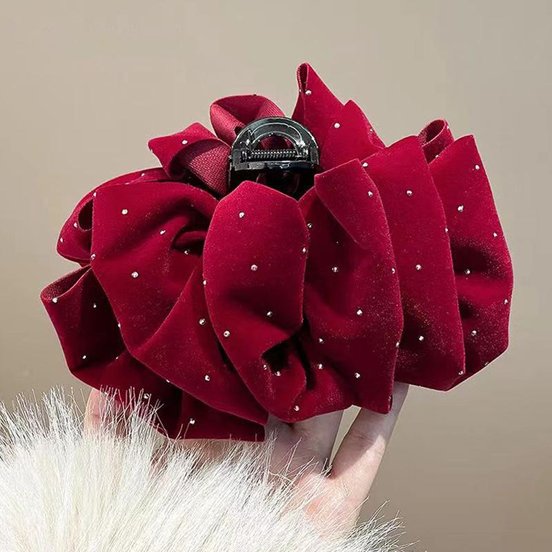 1 Stück Schwarz Rot Samt Bogen Haarnadel Für Frauen Prinzessin Kopf Greifen Haar Krallen Kopfschmuck Große Haar Clips Mädchen Haar Zubehör rot