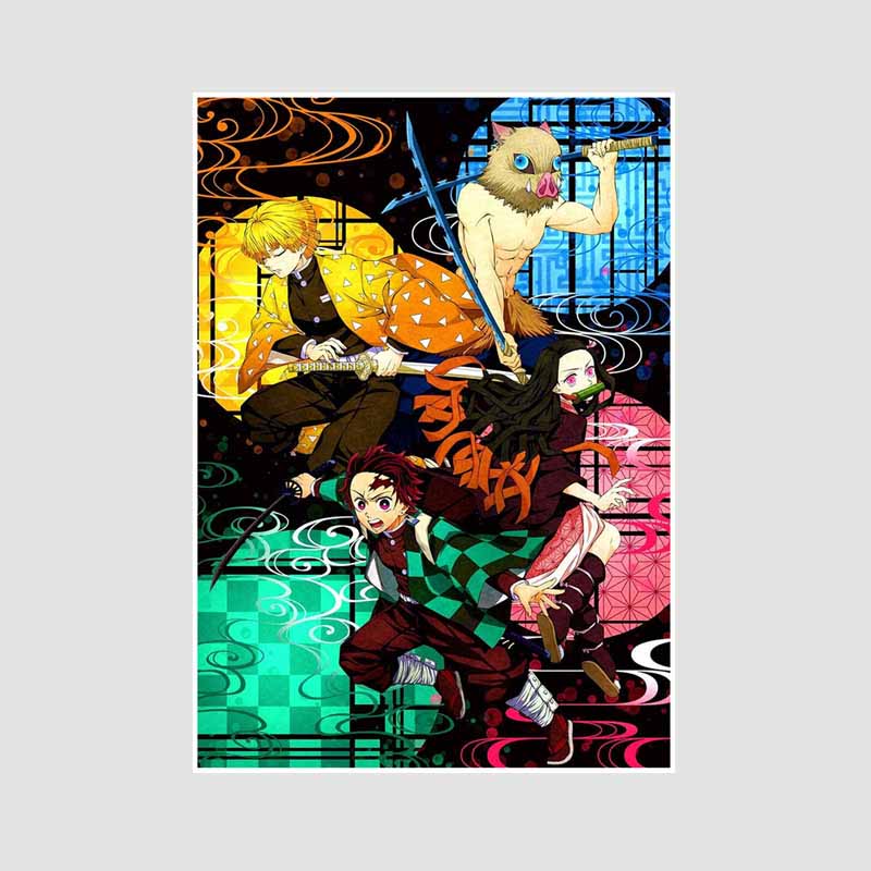 Japanischer Comic-Film Demon Slayer: Mugen Train Anime Poster Kimetsu No Yaiba, weißes Papier, Poster, Kunst, Malerei, Wanddekoration, Wandbild, Wohnkultur 30x21cm