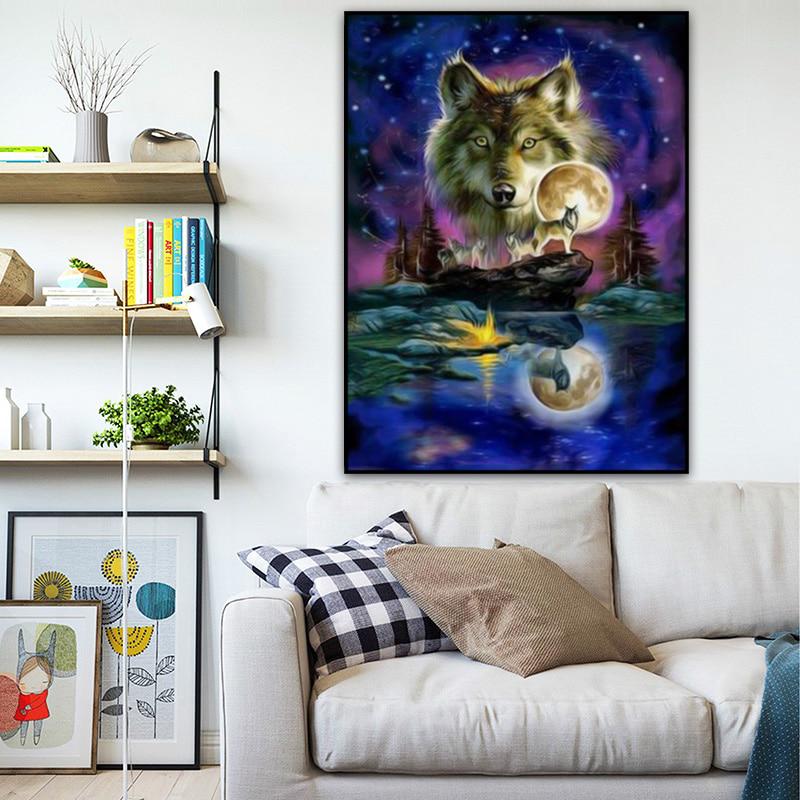 Volle Diamant-Stickerei Tier „Wolf“ 5D-Diamant-Gemälde Kreuzstich 20X30