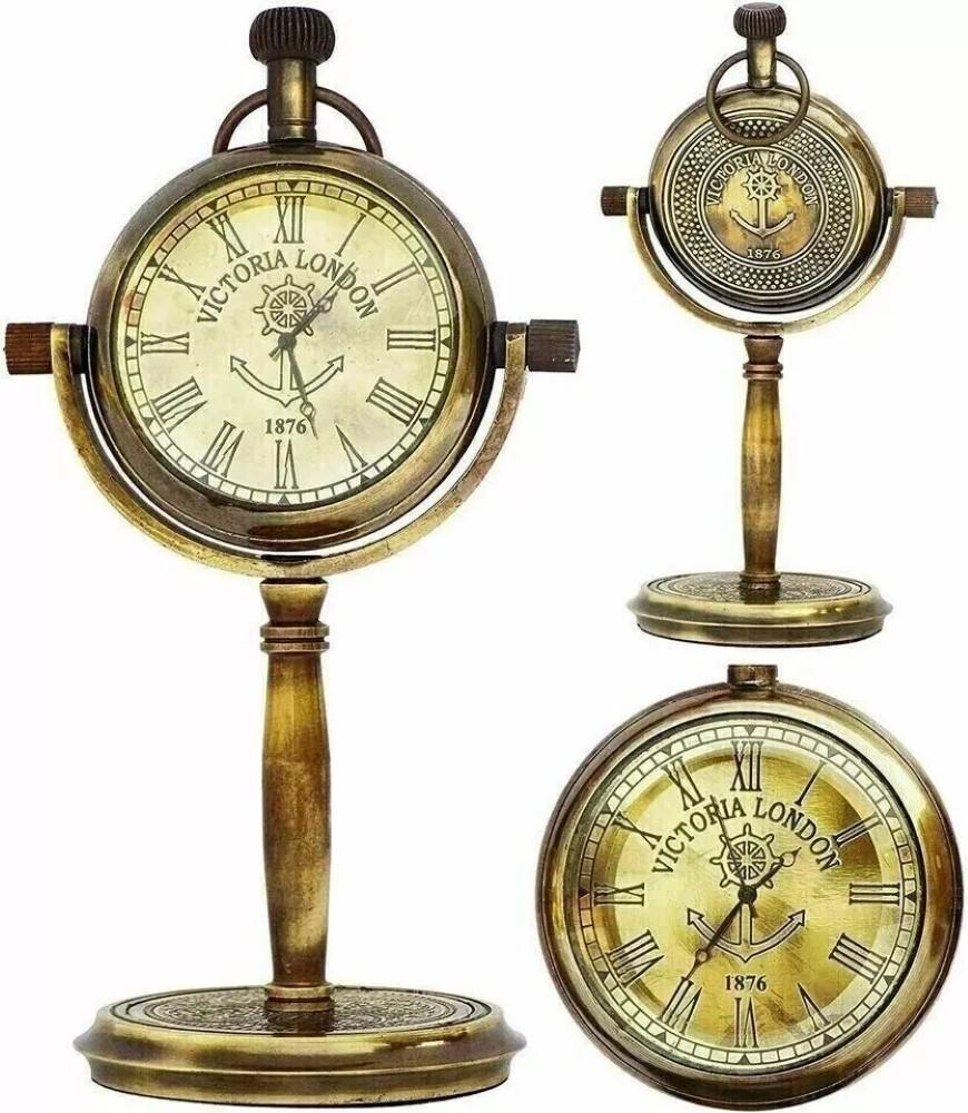 Schöne Vintage Messing Schreibtisch Uhr Tisch Uhr antike nautische Uhr Messing M himmelblau