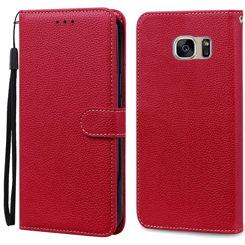 S7Edge Fall Für Samsung Galaxy S7 Fall Leder Brieftasche Auf Für Samsung S7 Rand Fall Weiche Flip-Cover Für Samsung s7 S 7 Rand Fundas For Samsung S7 Edge dunkelrote