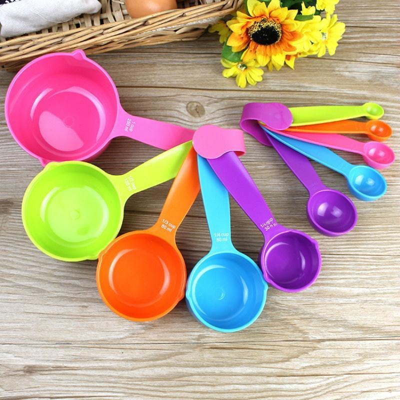 Buntes 5-teiliges Küchenwerkzeug, Messlöffel, Tassen, Löffel, Tasse, Backutensilien-Set L