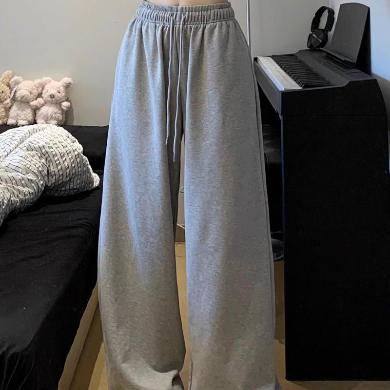 Kordelzug-Jogginghosen mit eng anliegendem Beinabschluss - Lässige High-Waist-Taschen, lockere Sweatpants für Frühling & Herbst - Damenbekleidung - Weicher & bequemer Stoff M grau