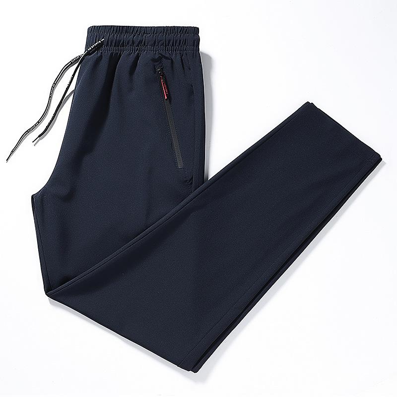Atmungsaktive Herrenhose mit Kordelzug, einfarbige Hose, lässige bequeme Hose 4XL navy blau