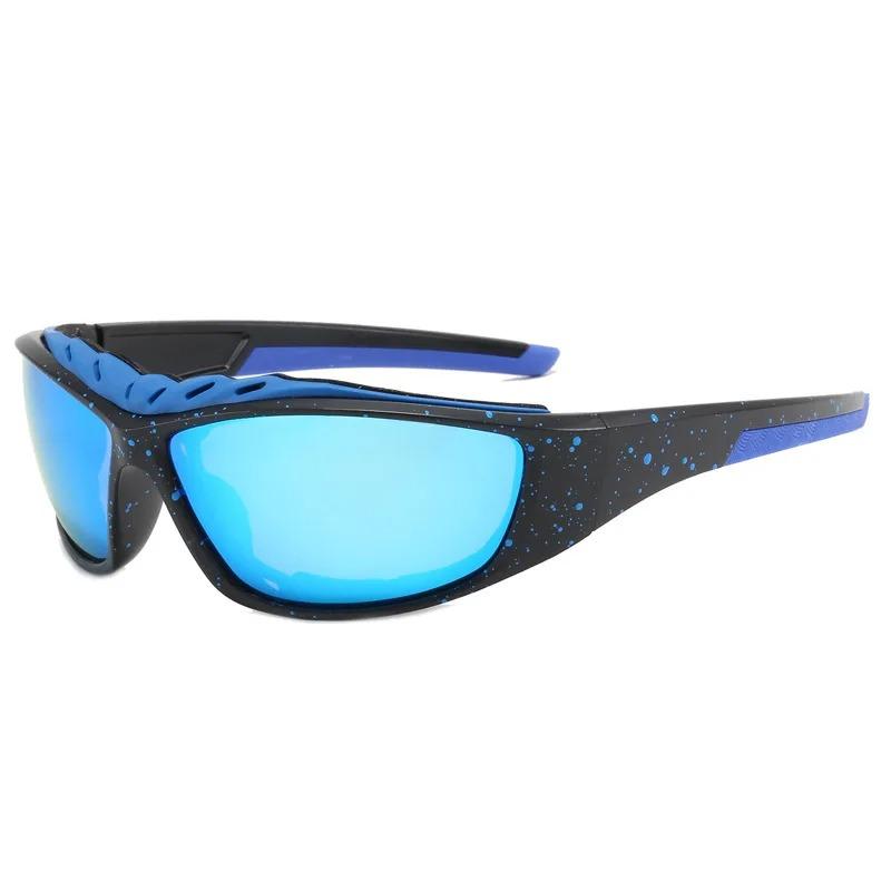 Winddichte Fahrradbrille für Herren und Damen, Motocross-Fahrrad-Sonnenbrille, Schutzbrille für Outdoor-Sport, Reisen, Wandern, polarisierte Brille, UV400-Sonnenschutz-Sonnenbrille blau