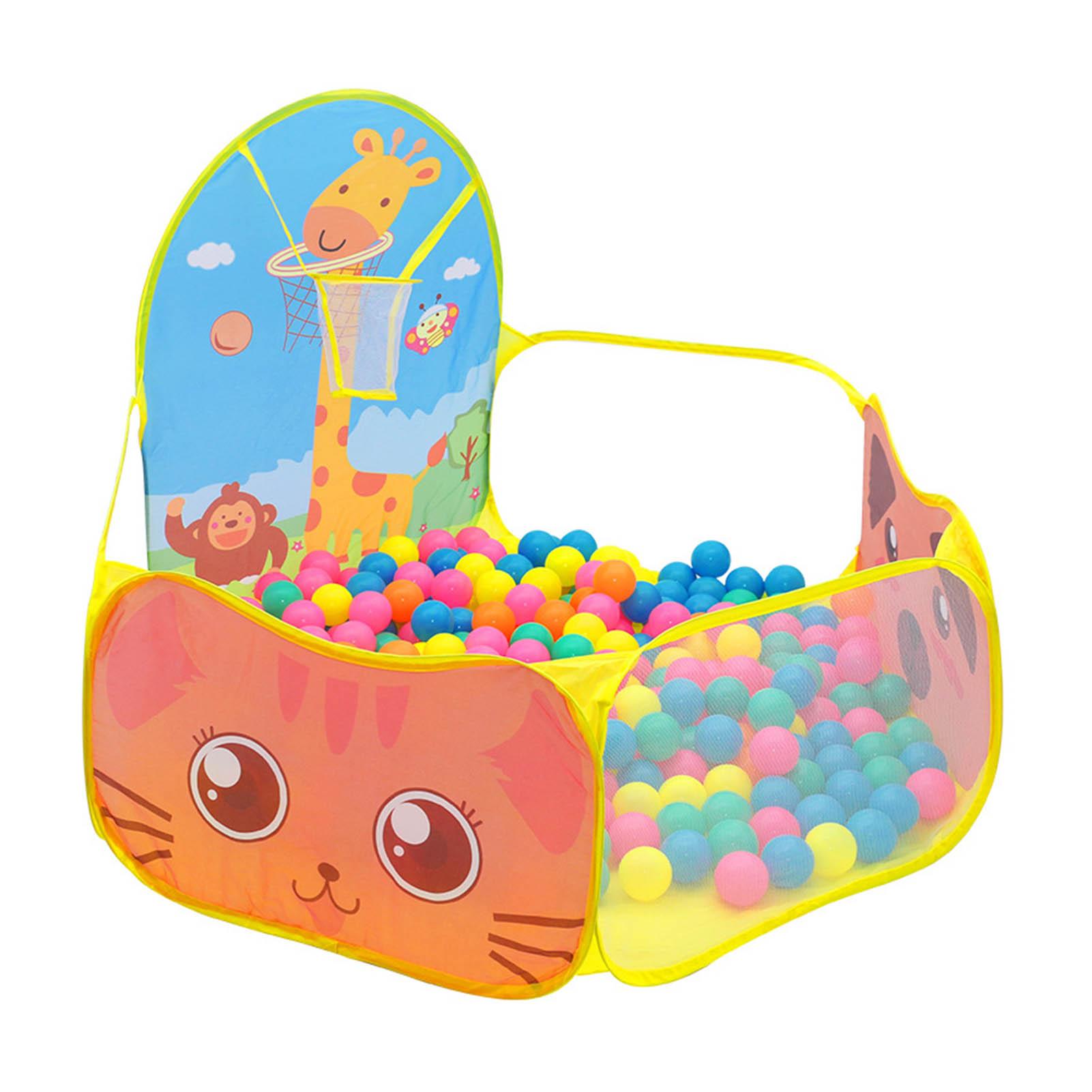 Kinder Bällebad Faltbares Cartoon Giraffe Baby Spielpool Zelt mit Basketballkorb für Mädchen Jungen Rosa gelb